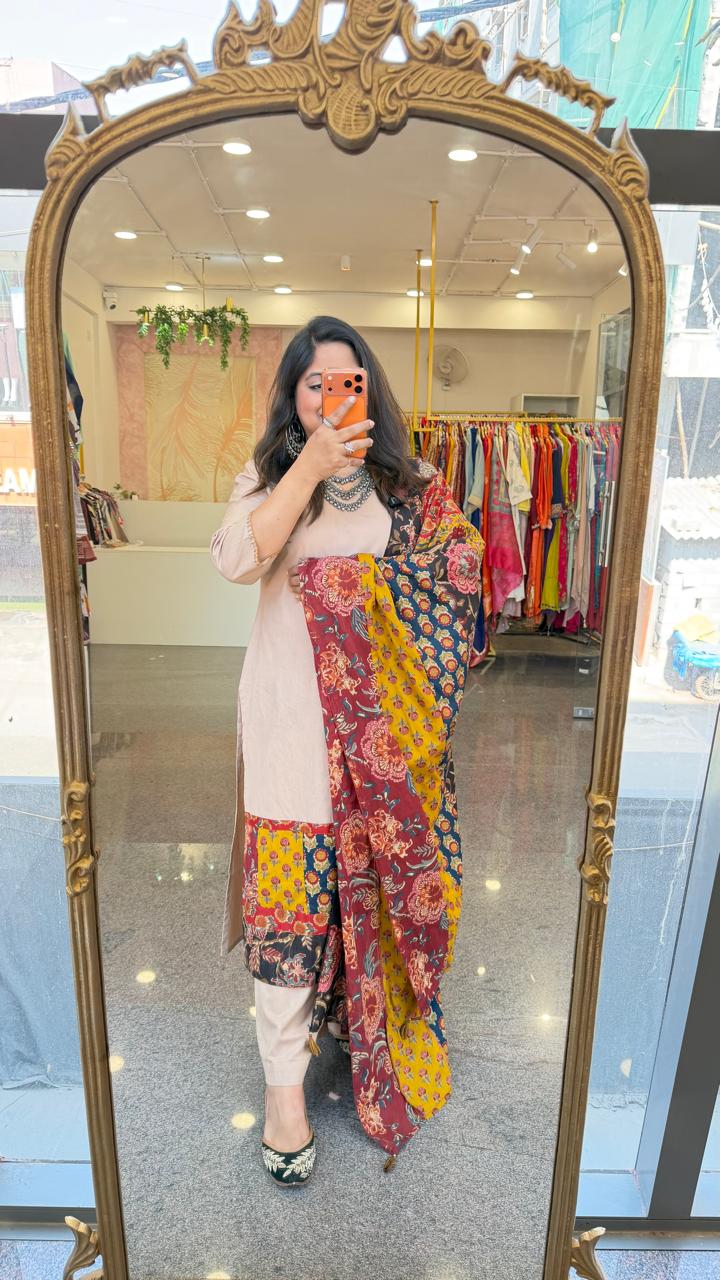 Pure cotton applique work suit set Full suit