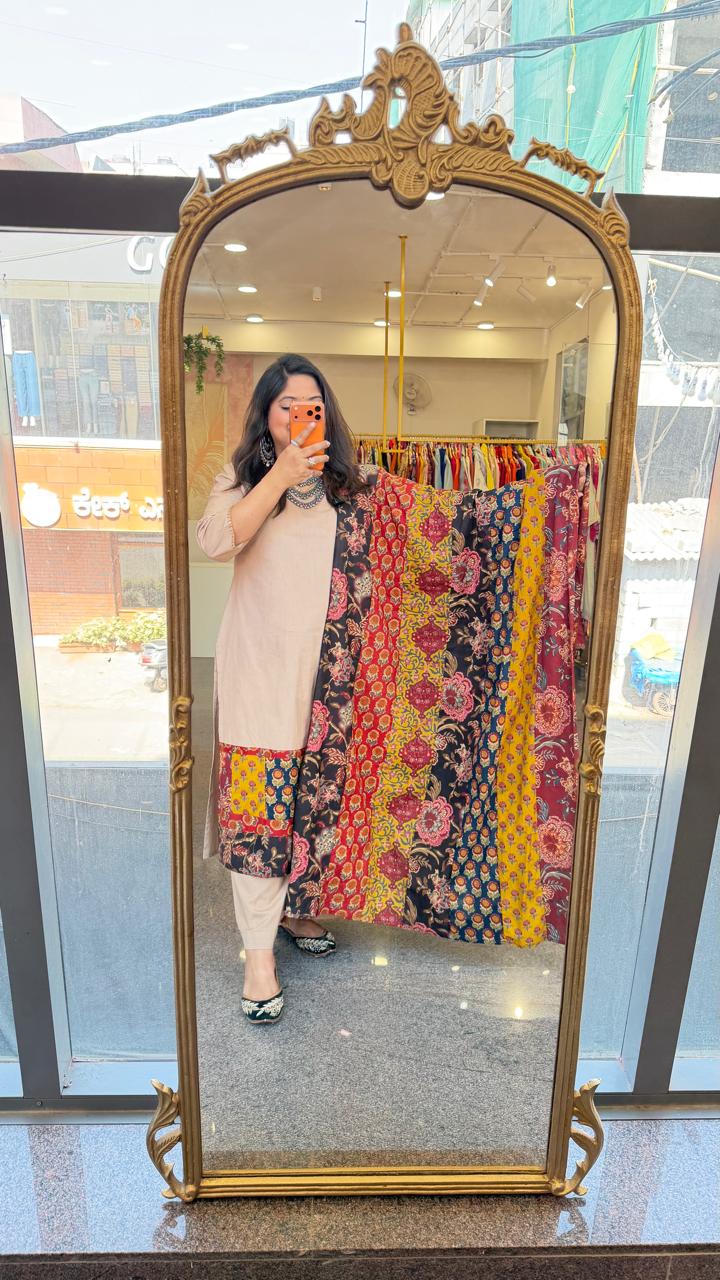 Pure cotton applique work suit set Full suit