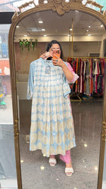 Pure cotton designer kurta pant with pockets and designer sleeves in blue