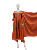 Premium Mul cotton gold zari detailing suit set