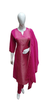 Premium tissue panel Rani pink suit set