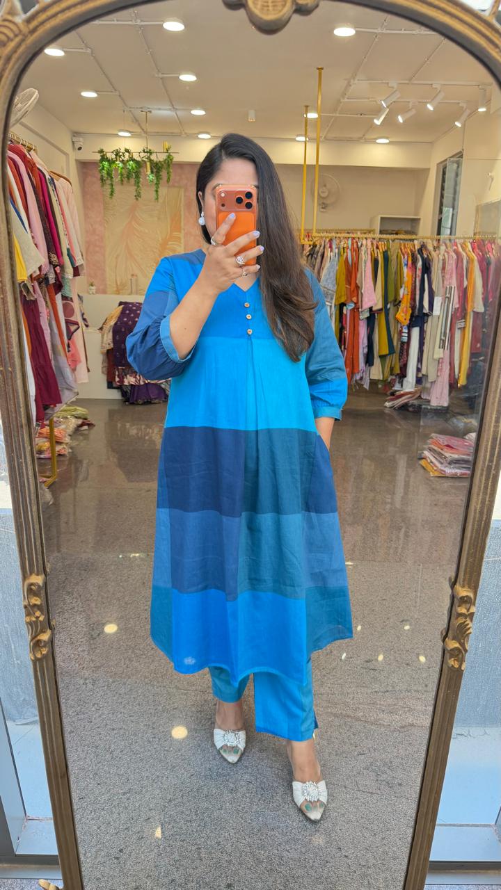 Smart blue chequered co ord set