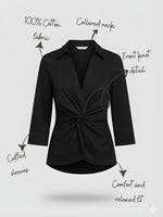 Pretty cotton smart designer top in black