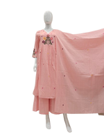 Wow Mul cotton embroidered suit set in pink