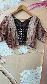 Gaji silk real mirror red and black blouse