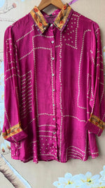 Pure crepe bandhani shirt in pink
