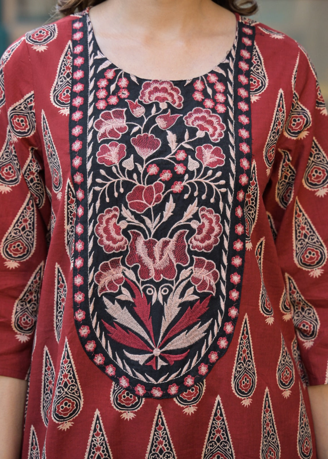 Pretty cotton ajrakh Farsi salwar kurta pant