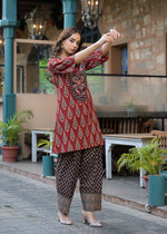 Pretty cotton ajrakh Farsi salwar kurta pant