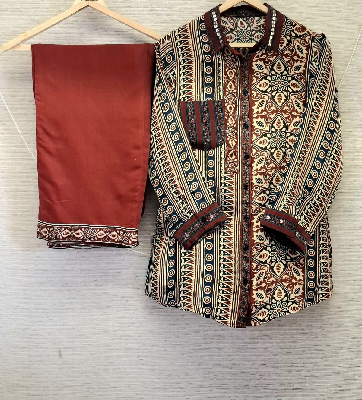 Pure crepe ajrakh crepe co ord