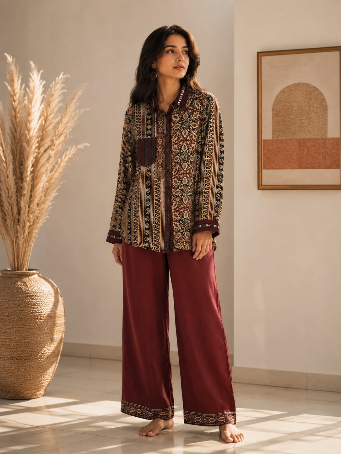 Pure crepe ajrakh crepe co ord