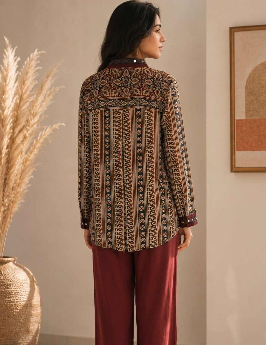 Pure crepe ajrakh crepe co ord