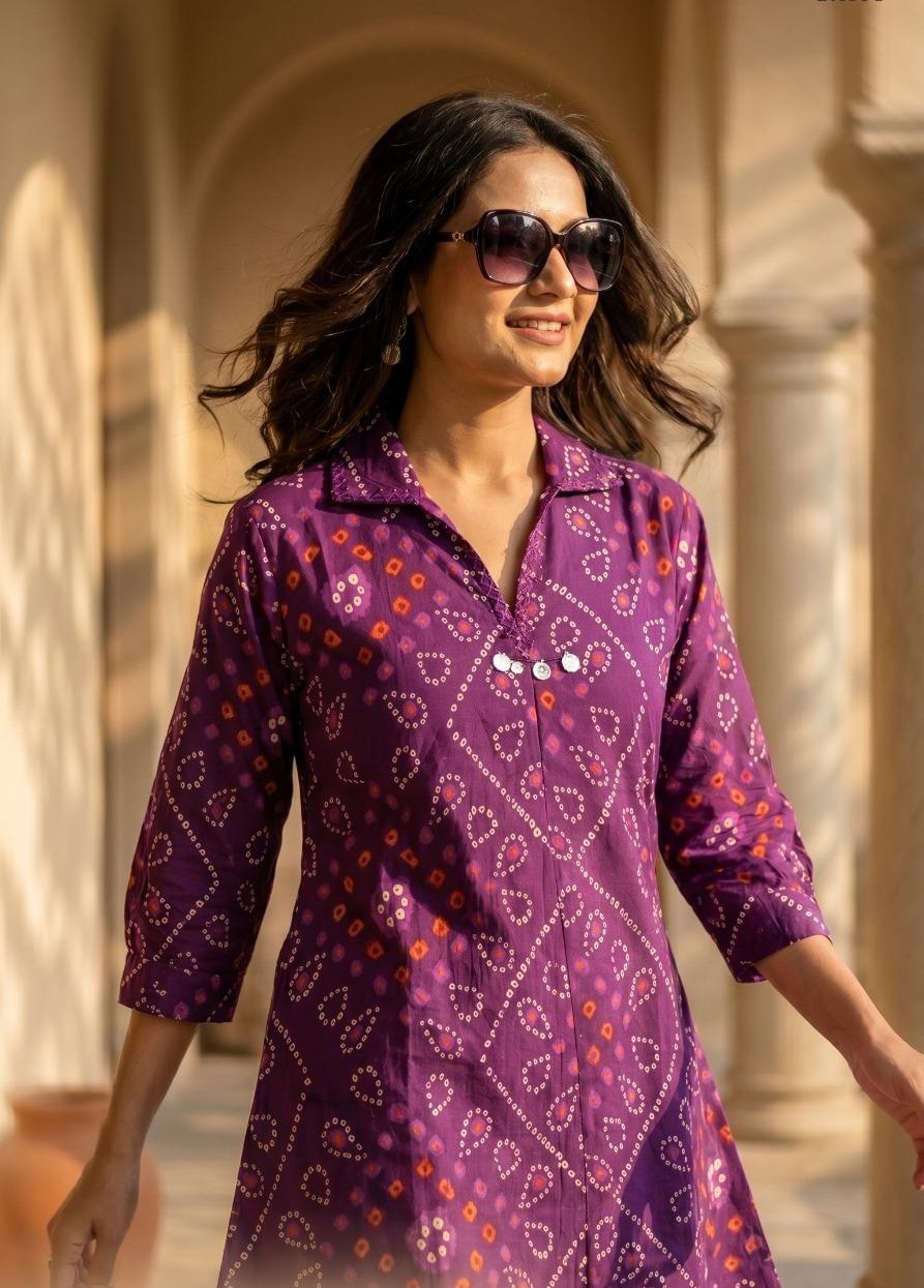 Pretty purple bandhani co ord set
