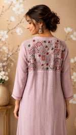 Pretty Modale with Mul lining front and back embroidered co ord in purple