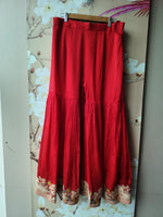 Premium chinon heavy handwork sharara full suit set in red