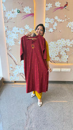 Pretty cotton embroidered kurta pant with mirror work in red