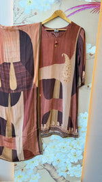 Premium crepe silk digital printed suit set in brown