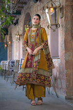 Designer pure crepe farshi salwar suit set in yellow n green