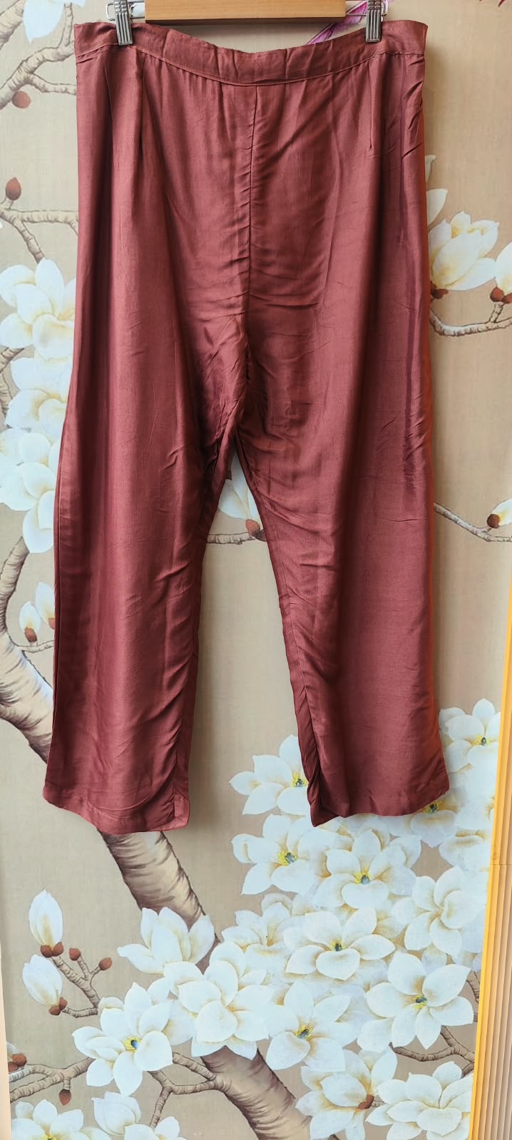 Premium Banarasi Mul chanderi zari detailing full suit set in brown