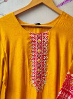 Russian silk yellow n red suit set