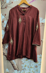 Dola silk handwork Co ord in brown