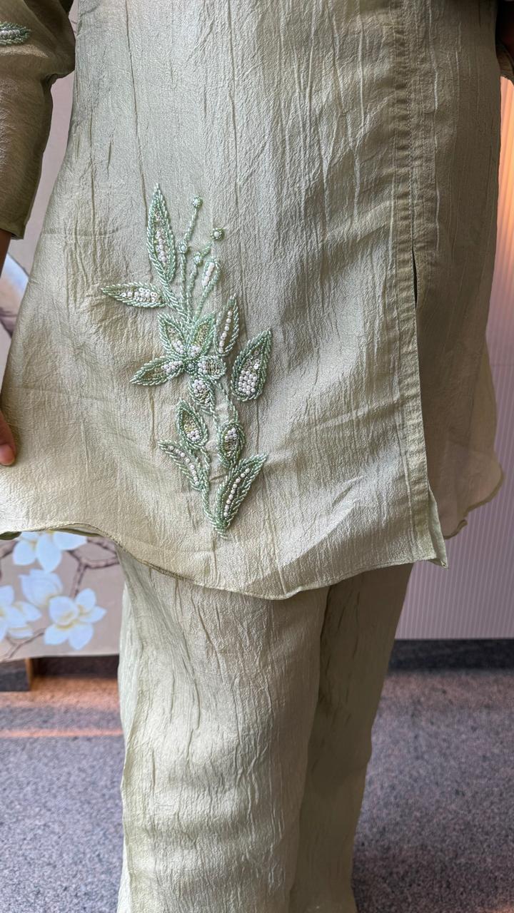 Pretty handwork salsa co ord in mint green