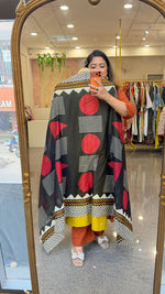 Super pretty real mirror contrast dupatta suit set in yellow