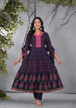 Pure cotton Anarkali with lace detailing