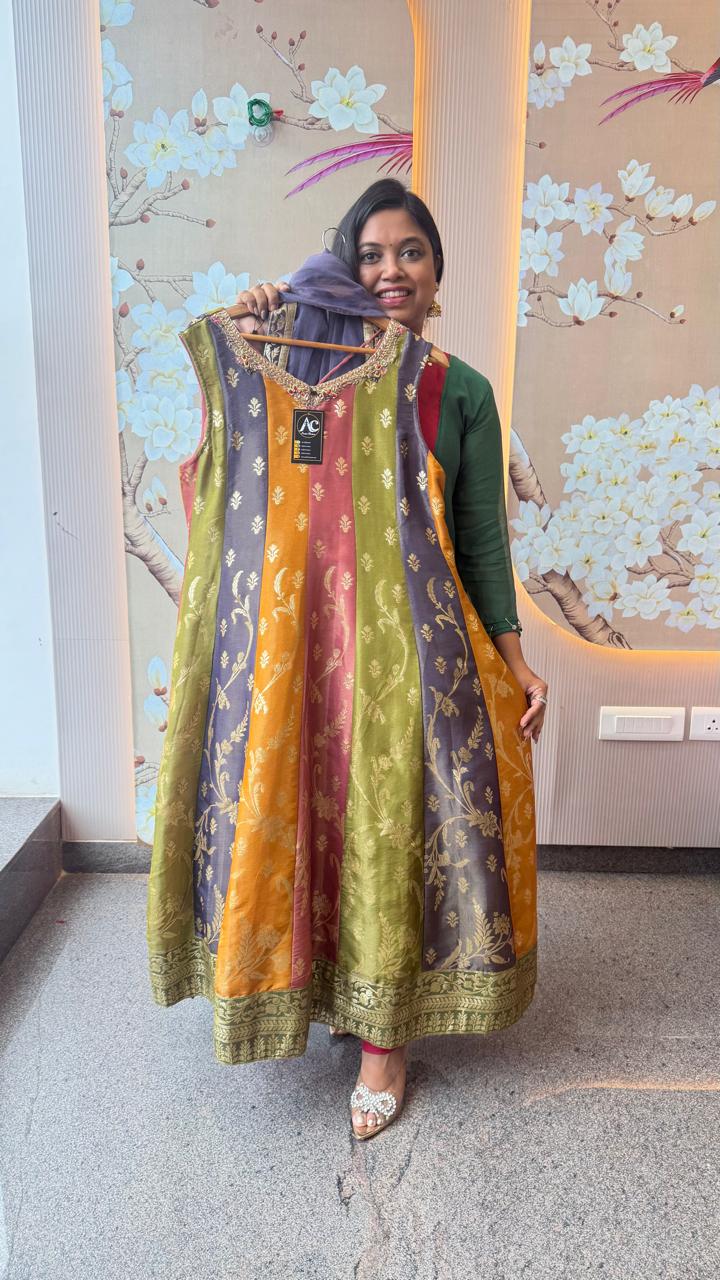 Premium brocade (extra sleeves available 3/4th) Anarkali full suit set