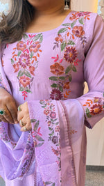 Fully embroidered sleeves , back n neck in purple Modale suit set