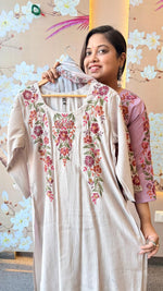 Fully embroidered sleeves , back n neck in grey Modale suit set
