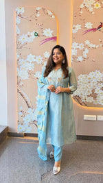 Restocked !! Super gorgeous ice blue tissue suit set !! Dispatch Next Week