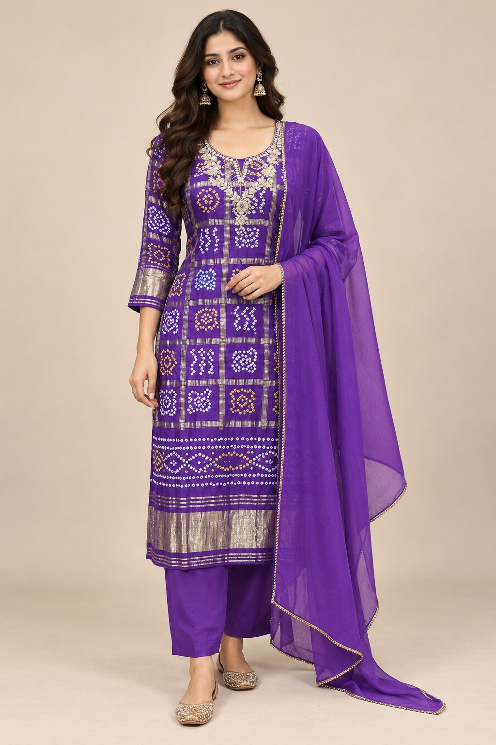 Premium silk ghatchola in purple in pure bandhani. Dispatching by Saturday