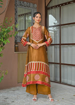 Premium gaji silk kurta pant with coin detailing in gold