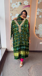Premium green ghatchola bandhani lakri patta suit set