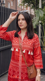 Gaji silk red co ord set