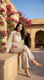 Applique work jute cotton with Mul lining co ord set