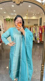 Chanderi suit with tissue panel both front n back
