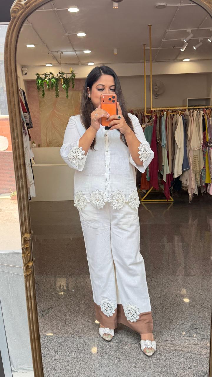 Stylish premium cotton applique work co ord set