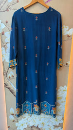 Pure crepe Patola print in contrast suit set in blue n red