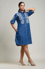 Premium denim cotton embroidered one piece