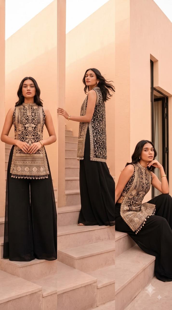 Pretty georgette fully embroidered suit set