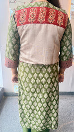 Pretty Surat mulchanderi embroidery jacket kurta pant in green