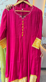 Pink mulchanderi Anarkali suit set