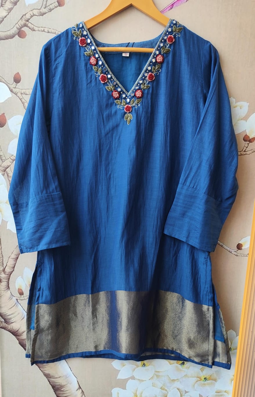 Wow Mul chanderi lakri patta farshi salwar in blue