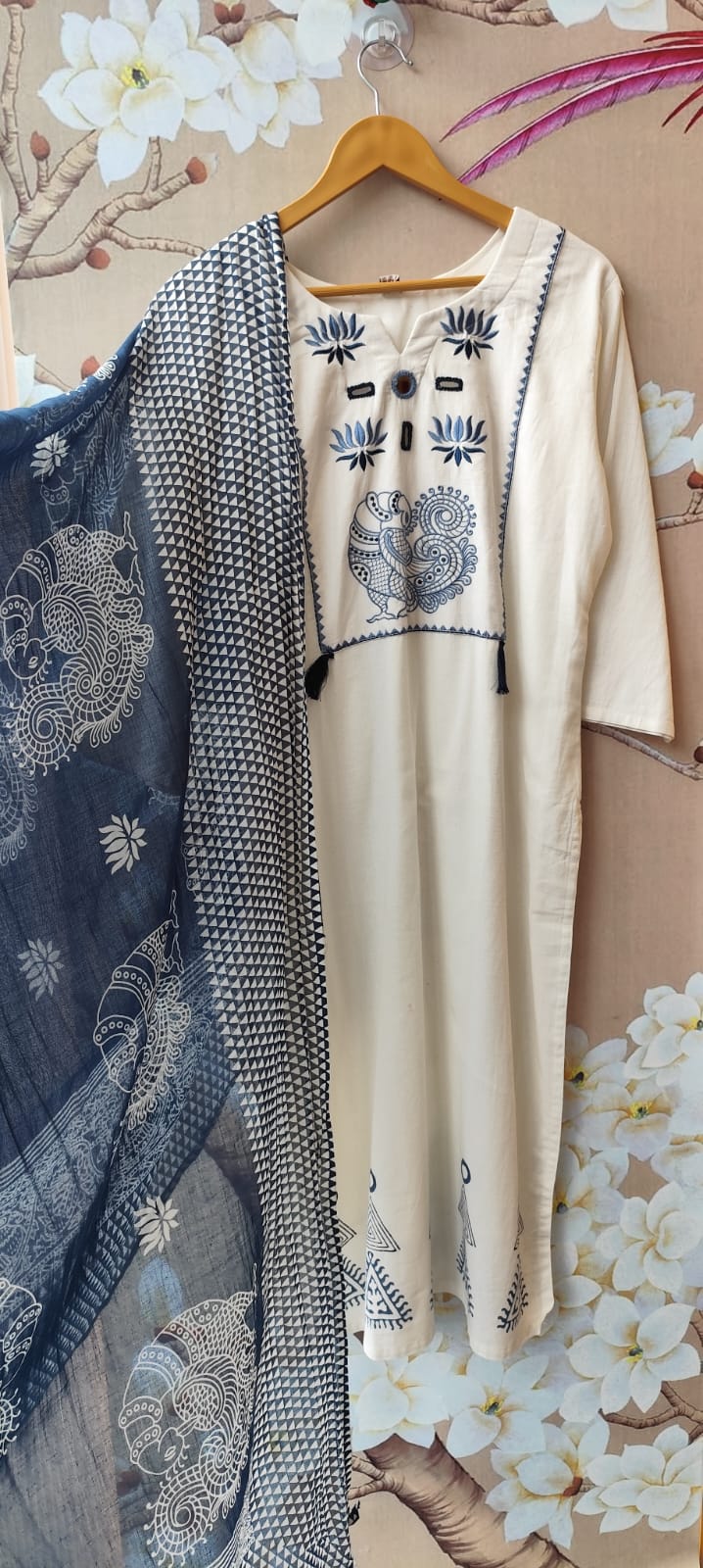 Super pretty indigo blue and white cotton suit set