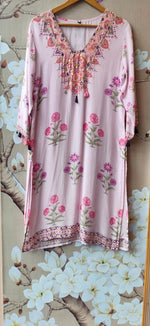 Pretty crepe block print lining full suit set