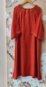 Pure Banarasi Mul chanderi with zari detailing on the dupatta in orange
