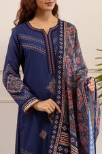 Heavy German rayon suit set paired with kalamkari dupatta in blue fully embroidered