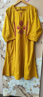 Premium cotton applique suit set in red n yellow