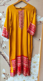 Russian silk yellow n red suit set